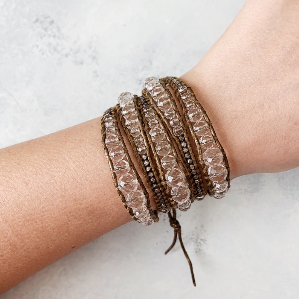 Chan Luu Graduated Clear Quartz 5 Wrap Bracelet